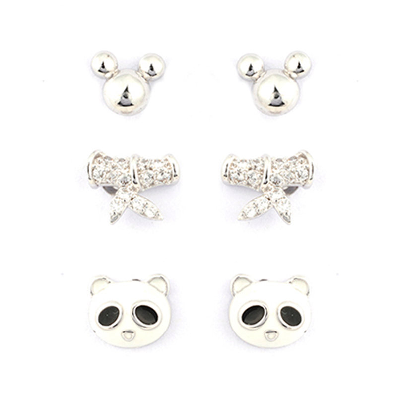 Multi-piece Bamboo And Panda Cz Earrings$1.98~2.4