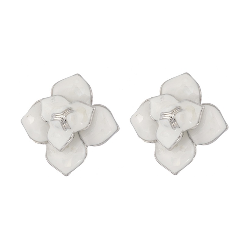 In-stock Enamel Mixes Shell Rose Earrings