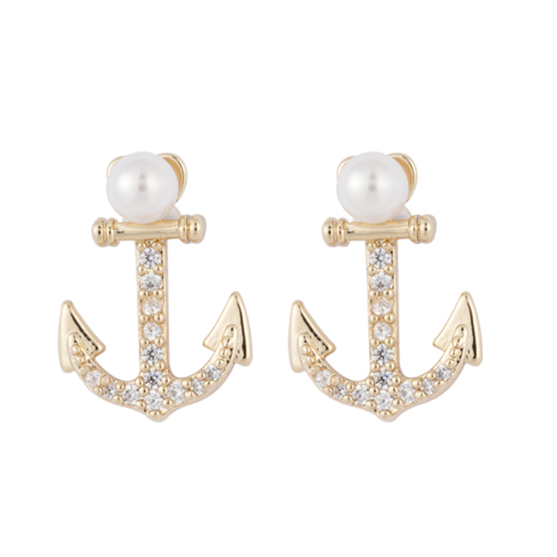 Anchor Shaped Earrings Pearl Decor $0.94-1.44
