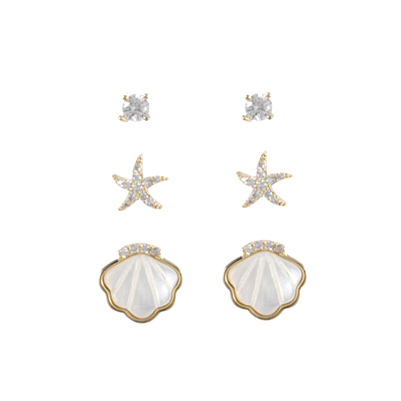 In-stock 3-pair Suits Cz Earrings$2.77~3.2