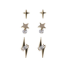 3-pair Suits Zirconia Earrings$1.89~2.3