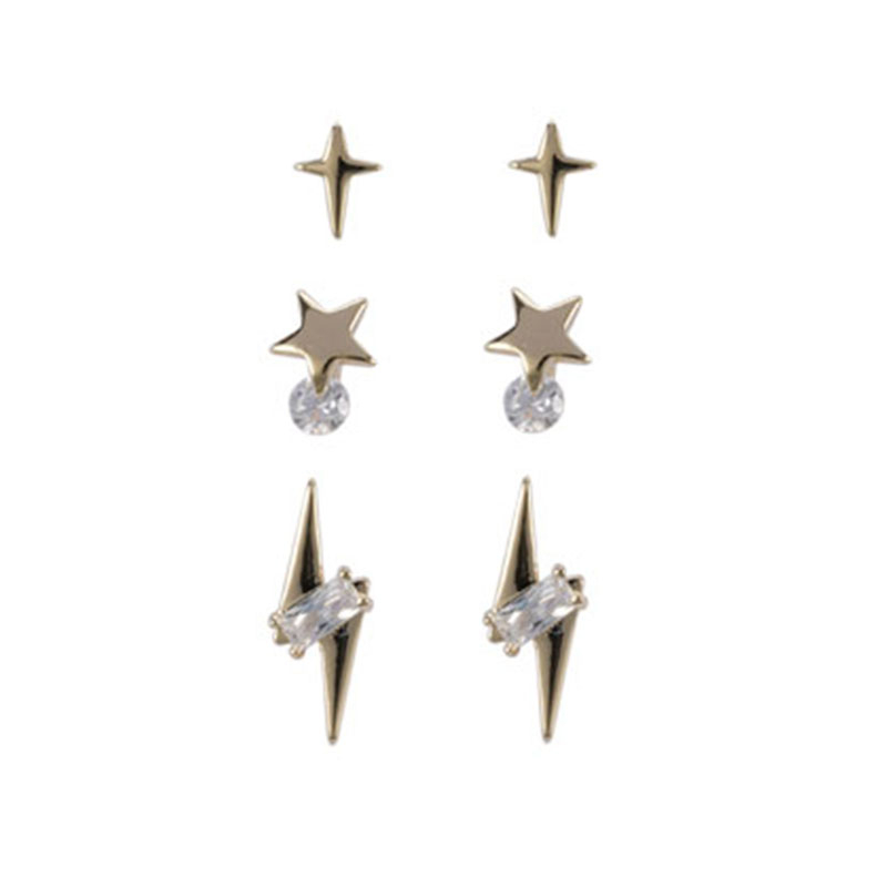 3-pair Suits Zirconia Earrings$1.89~2.3