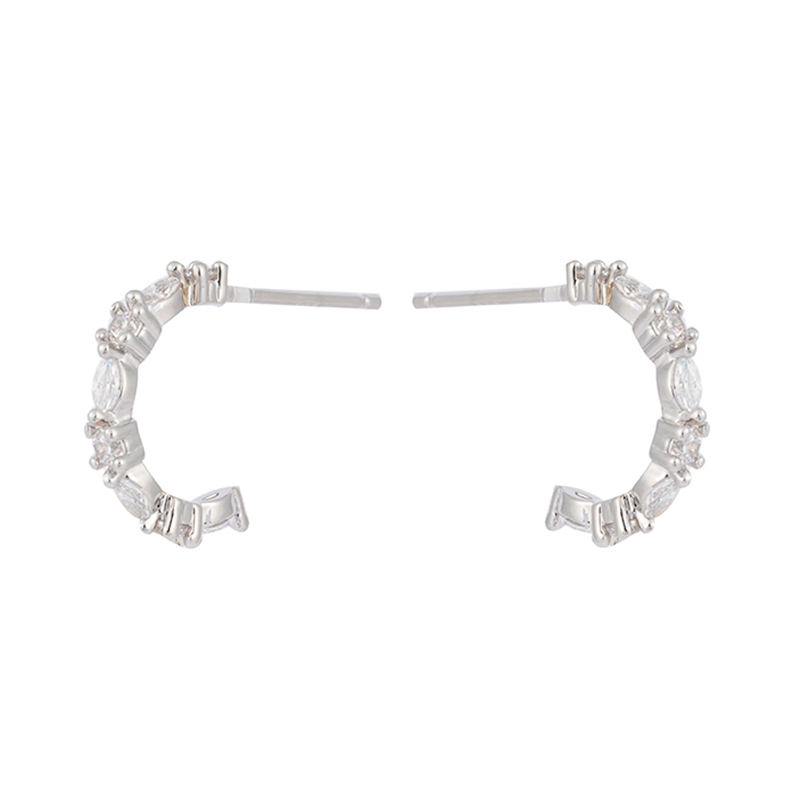  C Shape Cubic Zirconia Stud Earrings