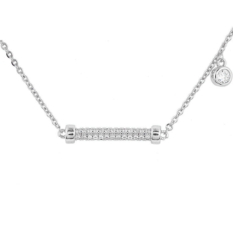 Basic Style Rhodium Plated Necklace with Zirconia