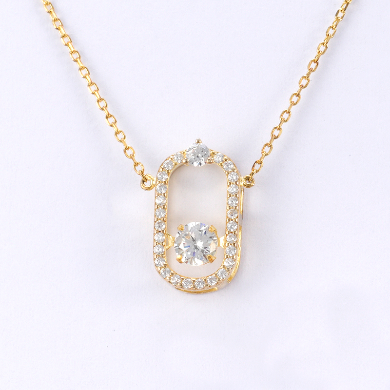 Cz Oval Charm Necklace