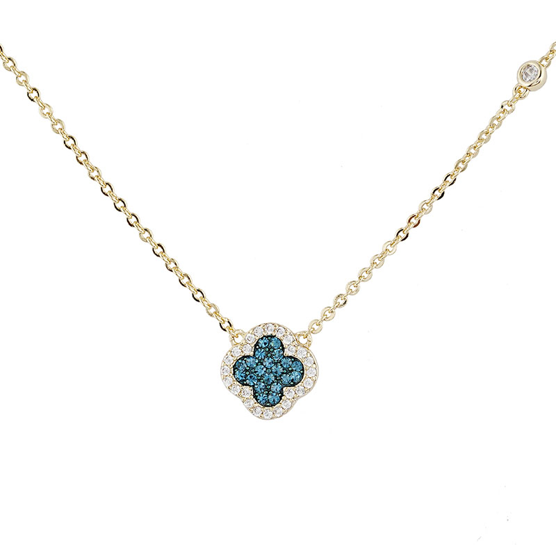 Blue Zirconia Clover Pendant Necklace $1.8-$2.2