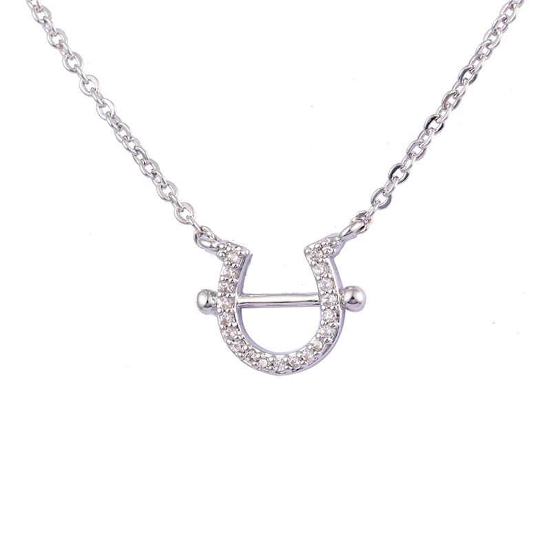 Horseshoe Zirconia Pendant Necklace