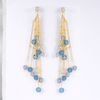 In-stock simple tassel earring with blue stones $3.6-0-$4.3