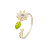 Open-end CZ and enamel Ring green purple 2R00673