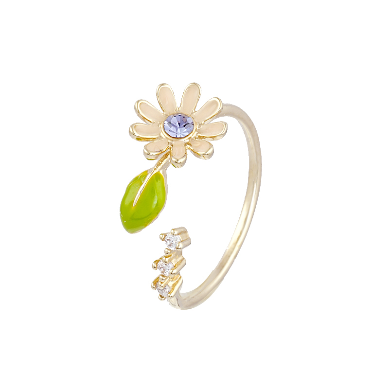 Open-end CZ and enamel Ring green purple 2R00673