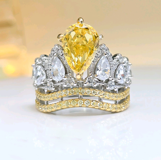 Yellow Drill Gemstone Imperial Crown Ring RTB018
