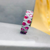 Red Small Gemstone Inset Drill Ring RTB063